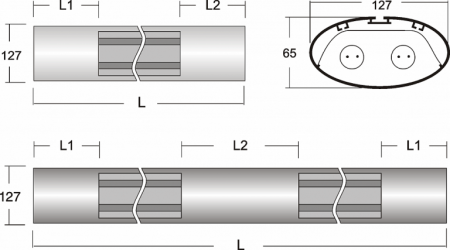 Светильник BS-258M-2036 БАП Halla lighting черный 2 лампы (аварийное исполнение)