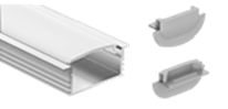 Профиль Geniled для светодиодной ленты врезной  22x6x1000 М16 с заглушками и рассеивателем Ch